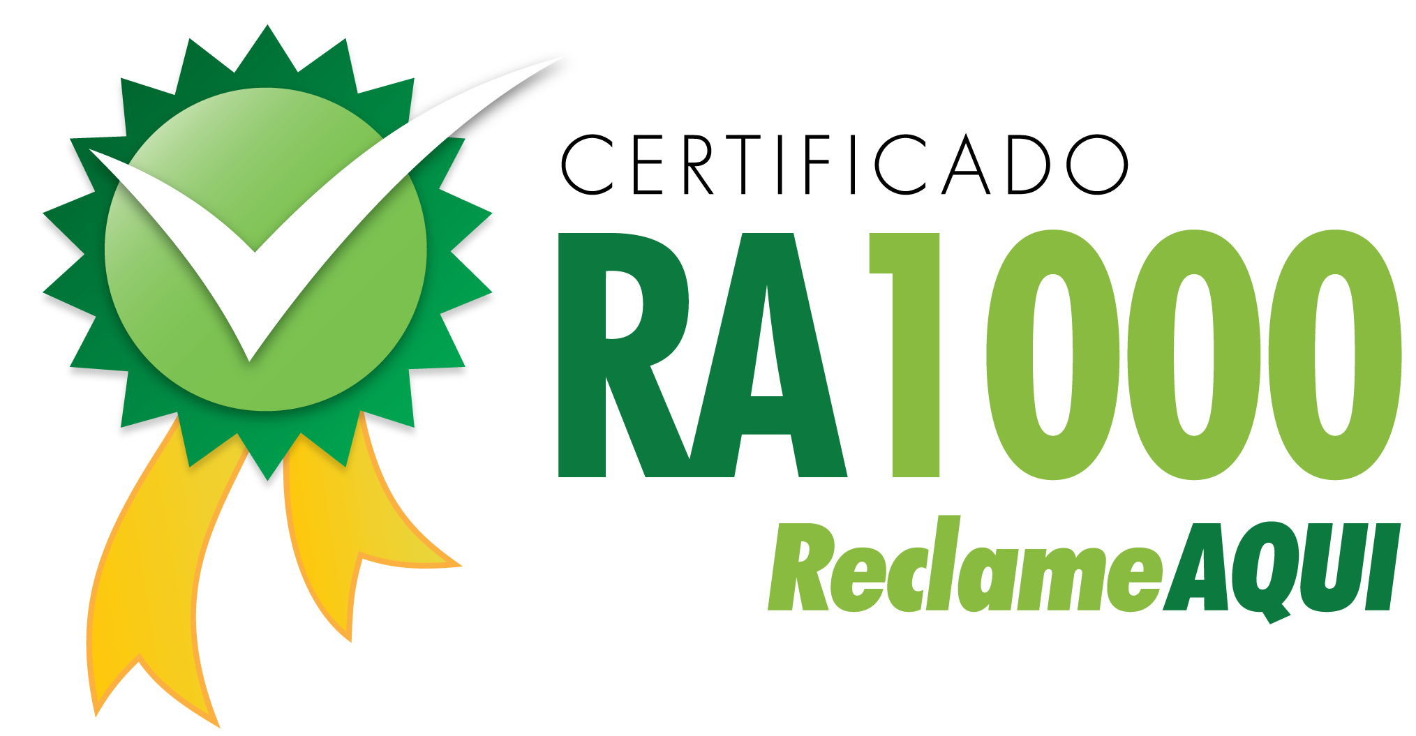 Certificado RA1000 - alta satisfação dos clientes